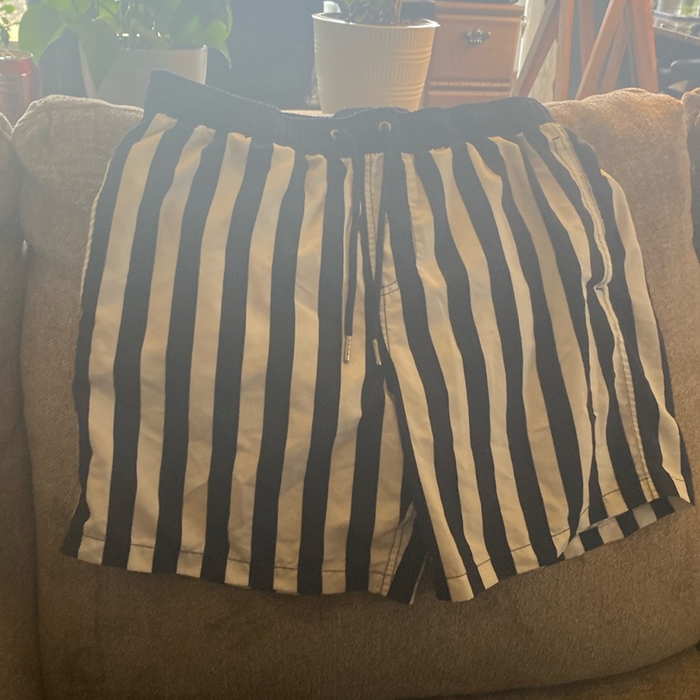 Blue and White, Men’s Swim Trunks.